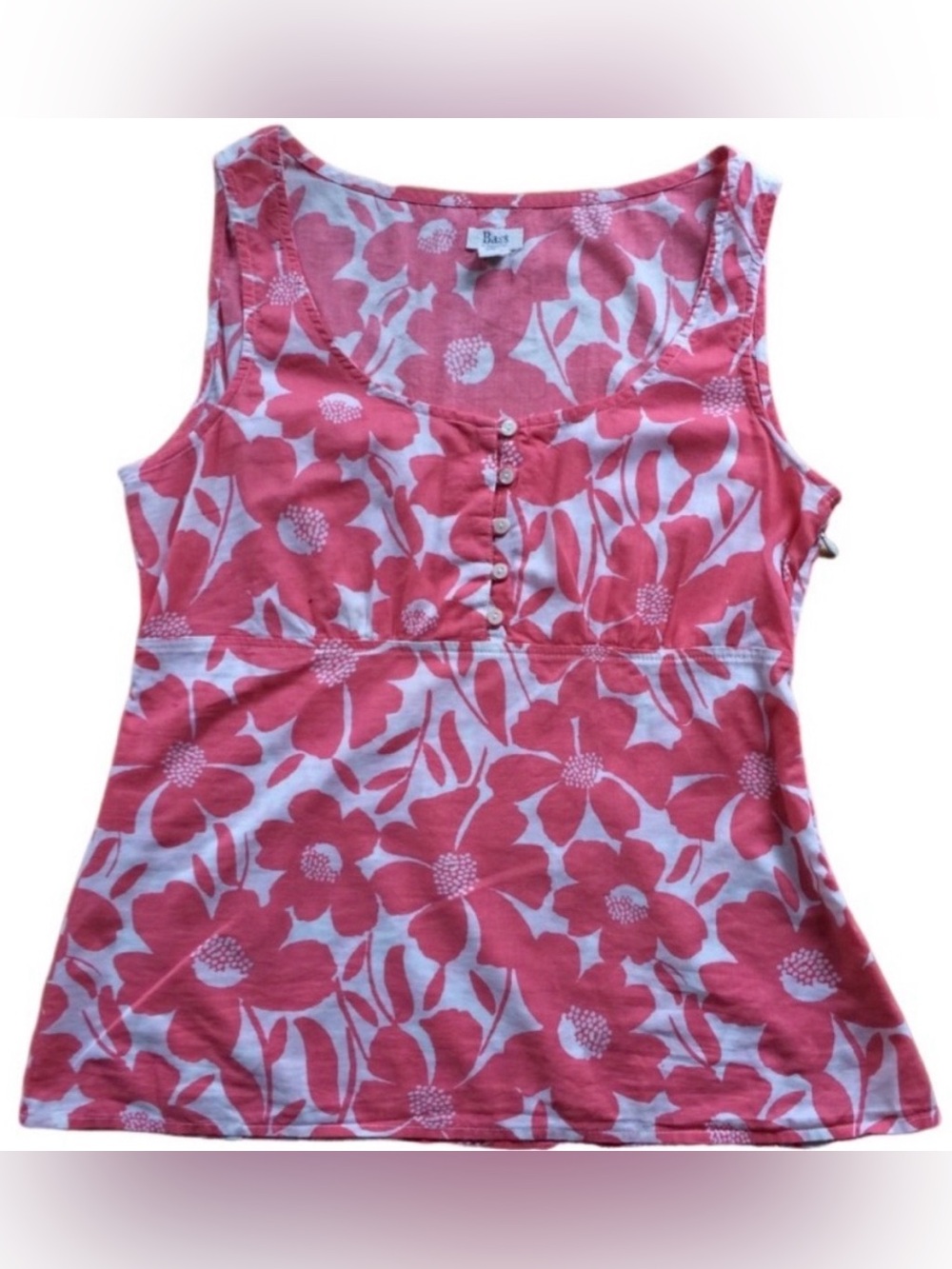 Bass Pink Floral Side Zip Empire Tank XS